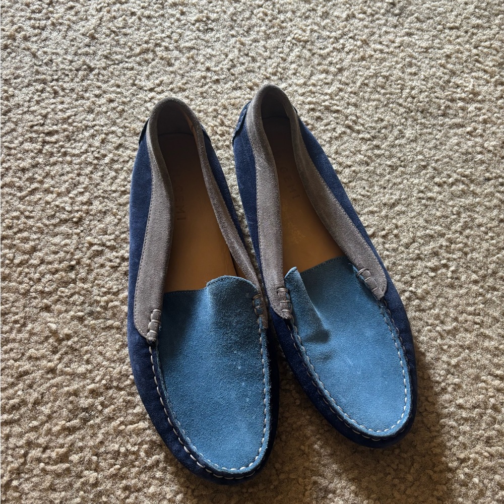M.Gemi  Patchwork Blue Suede Loafers Size 42- Men 9 Women 11